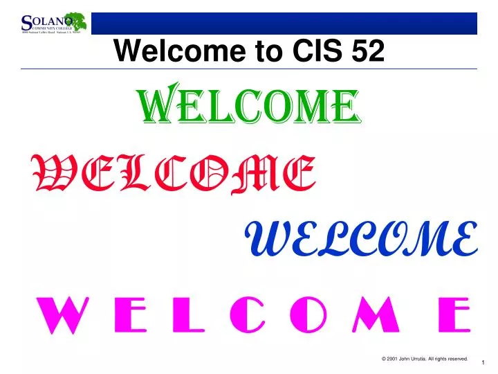 welcome to cis 52