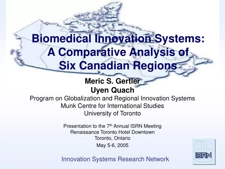 biomedical innovation systems a comparative analysis of six canadian regions