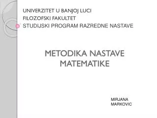 metodika nastave matematike