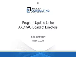 Program Update to the AACRAO Board of Directors