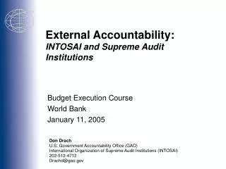 External Accountability: INTOSAI and Supreme Audit Institutions