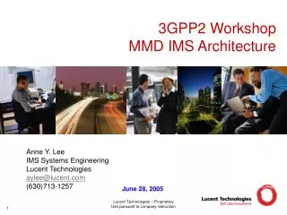 3GPP2 Workshop MMD IMS Architecture