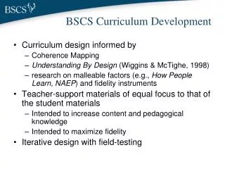 BSCS Curriculum Development