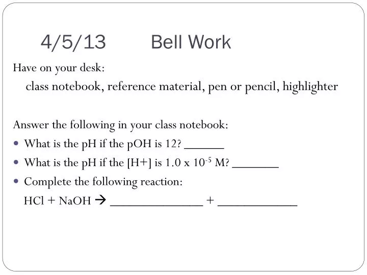 4 5 13 bell work