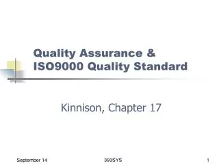 Quality Assurance &amp; ISO9000 Quality Standard
