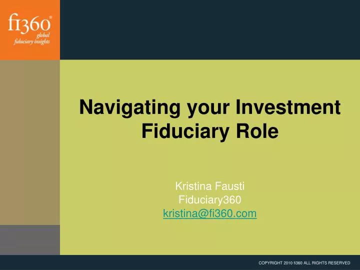 navigating your investment fiduciary role