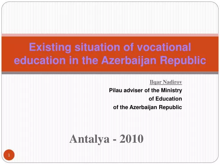 existing situation of vocational education in the azerbaijan republic