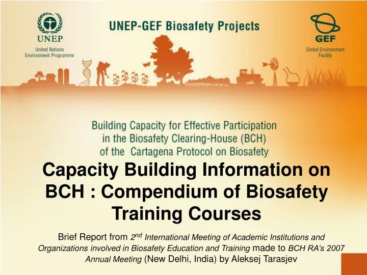 capacity building information on bch compendium of biosafety training courses