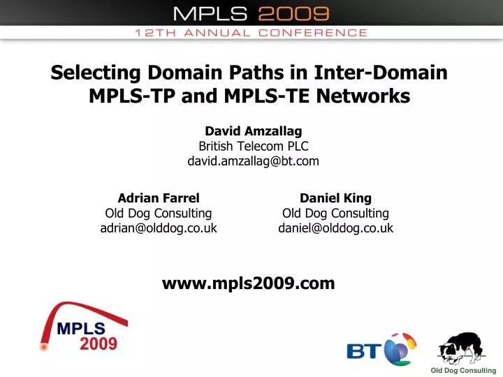 selecting domain paths in inter domain mpls tp and mpls te networks