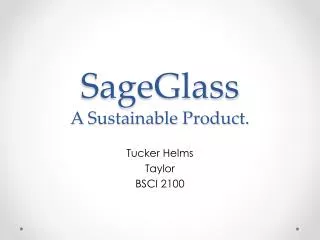 SageGlass A Sustainable Product.