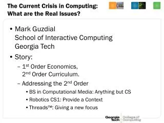 The Current Crisis in Computing: What are the Real Issues?