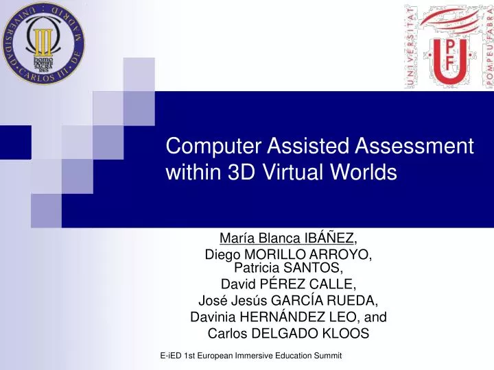 computer assisted assessment within 3d virtual worlds