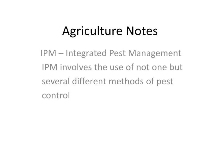 agriculture notes