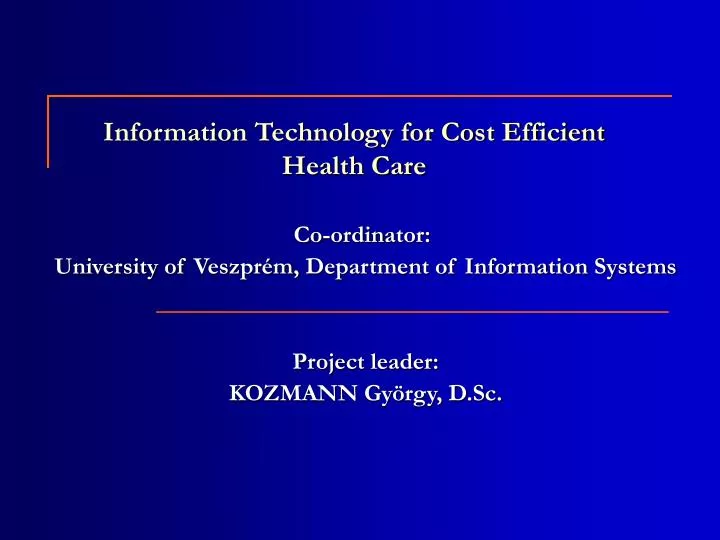 information technology for cost efficient health care