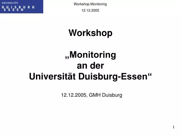 workshop monitoring an der universit t duisburg essen