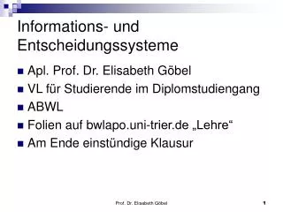 informations und entscheidungssysteme