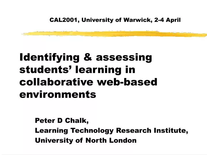 identifying assessing students learning in collaborative web based environments