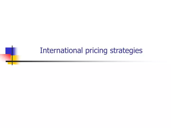 international pricing strategies