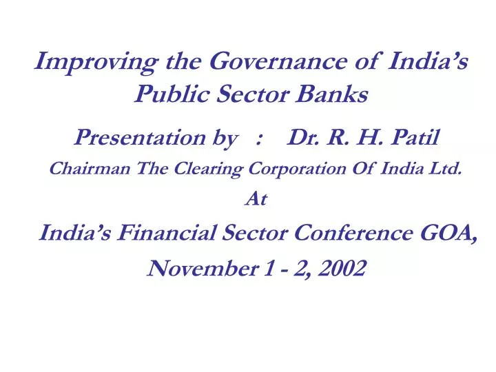 improving the governance of india s public sector banks
