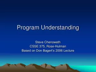 Program Understanding