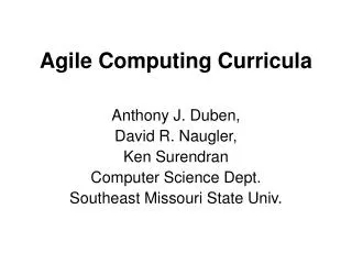 Agile Computing Curricula