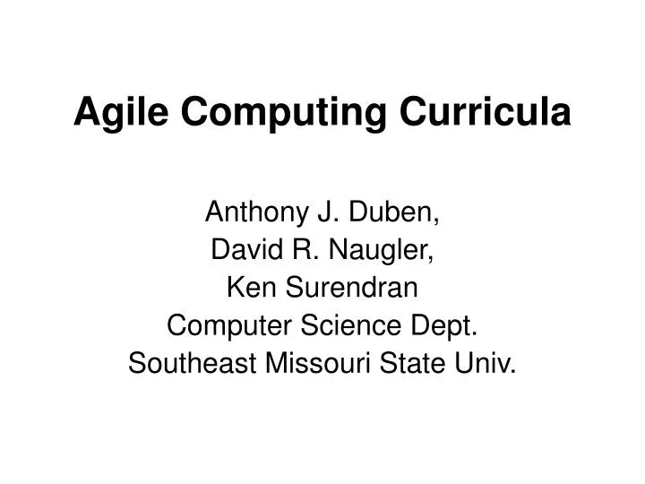 agile computing curricula