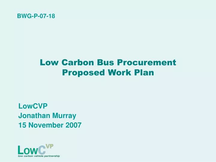 low carbon bus procurement proposed work plan