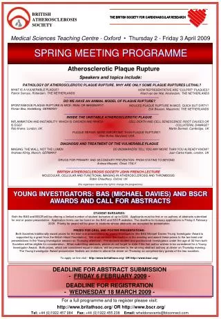 YOUNG INVESTIGATORS: BAS (MICHAEL DAVIES) AND BSCR AWARDS A ND CALL FOR ABSTRACTS