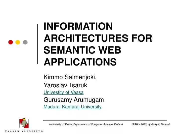 information architectures for semantic web applications