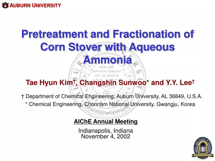 pretreatment and fractionation of corn stover with aqueous ammonia