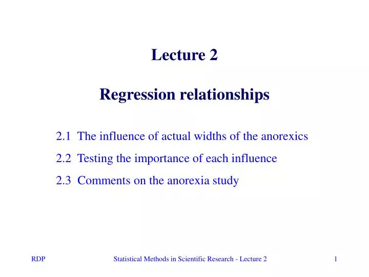 lecture 2 regression relationships