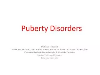 Puberty Disorders