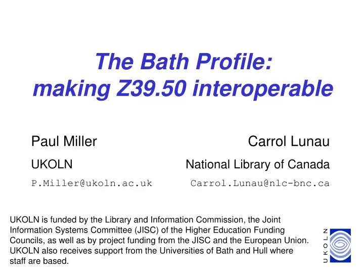 the bath profile making z39 50 interoperable