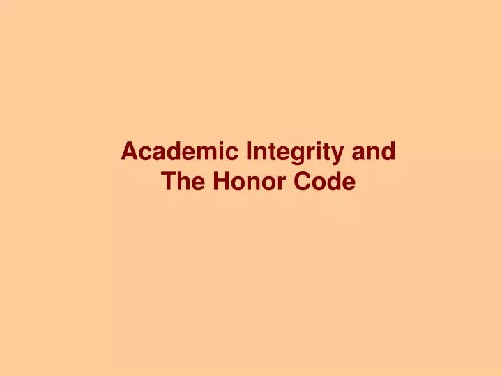 academic integrity and the honor code