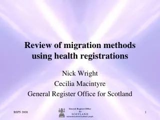 Review of migration methods using health registrations