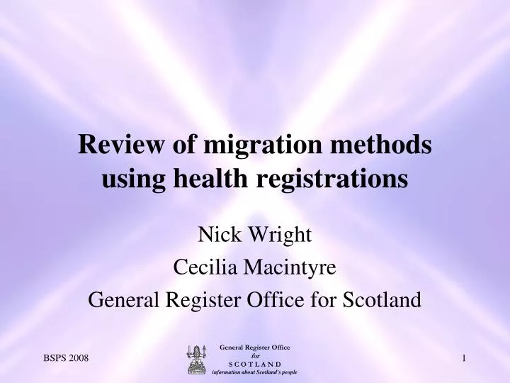 review of migration methods using health registrations