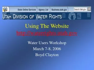 Using The Website waterrights.utah