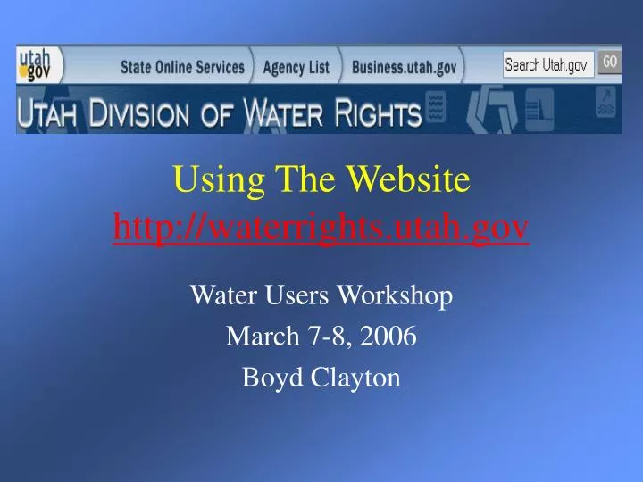 using the website http waterrights utah gov