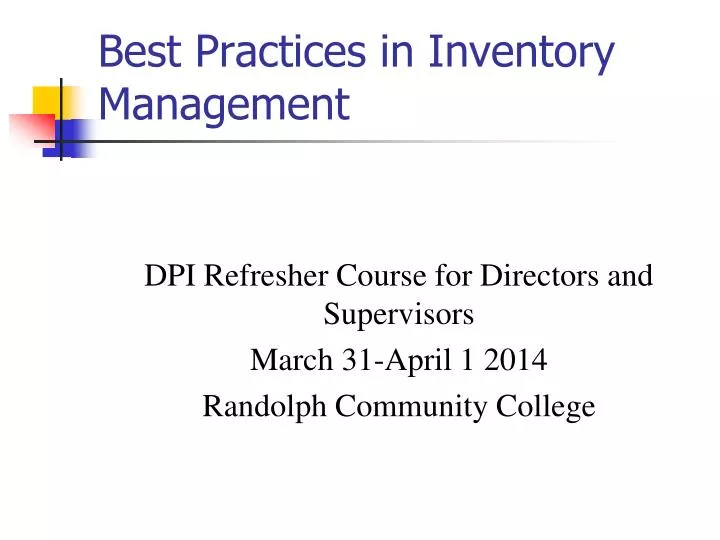 best practices in inventory management