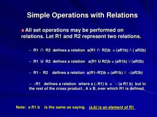 Simple Operations with Relations