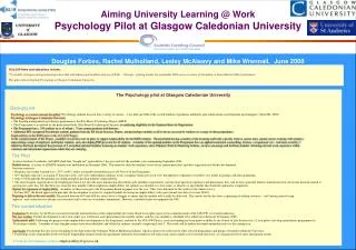 Aiming University Learning @ Work Psychology Pilot at Glasgow Caledonian University