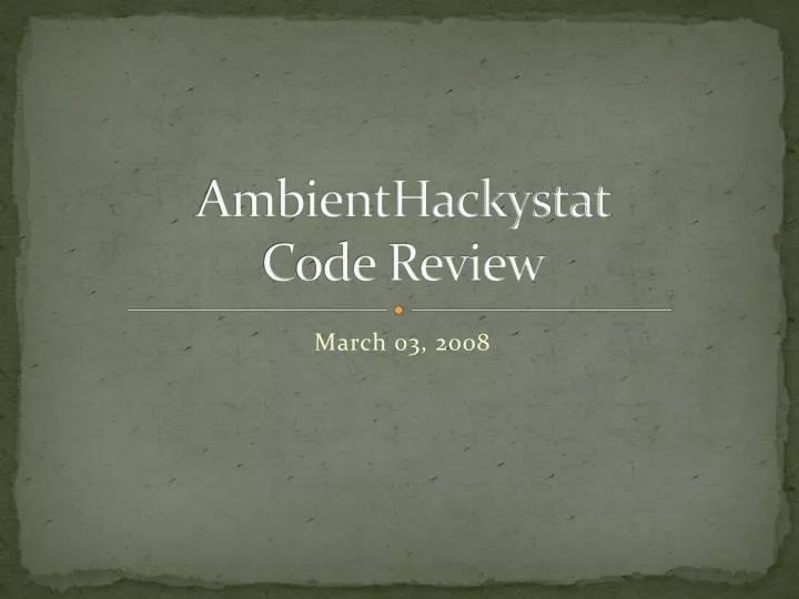 ambienthackystat code review