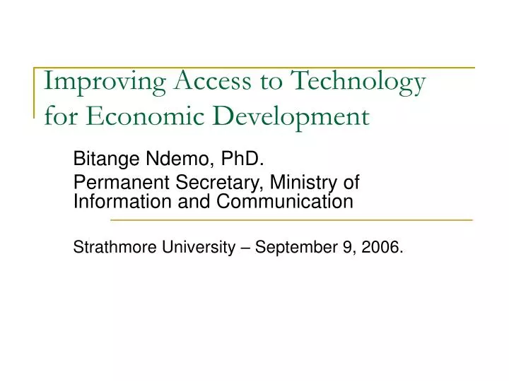 improving access to technology for economic development