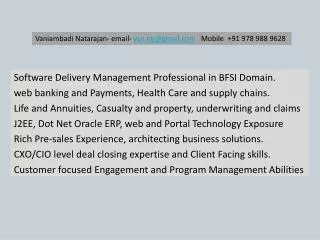 Software Delivery Management Professional in BFSI Domain.