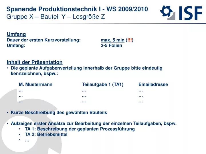 spanende produktionstechnik i ws 2009 2010 gruppe x bauteil y losgr e z