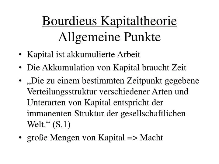 bourdieus kapitaltheorie allgemeine punkte