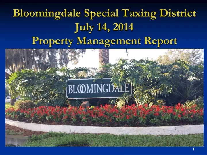 bloomingdale special taxing district july 14 2014 property management report
