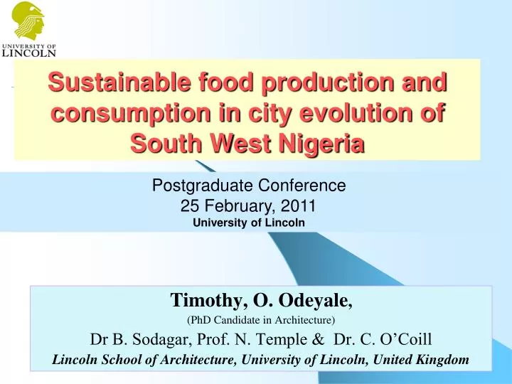 sustainable food production and consumption in city evolution of south west nigeria