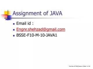 Assignment of JAVA