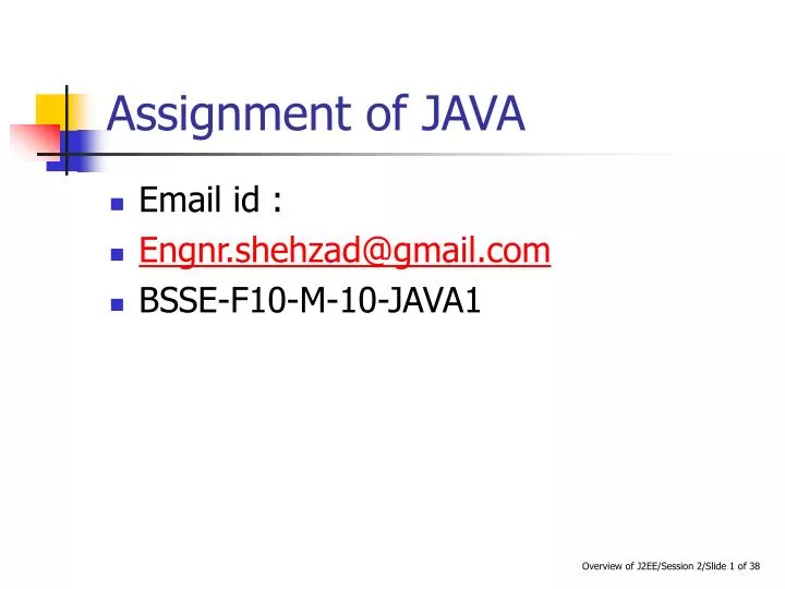 assignment of java